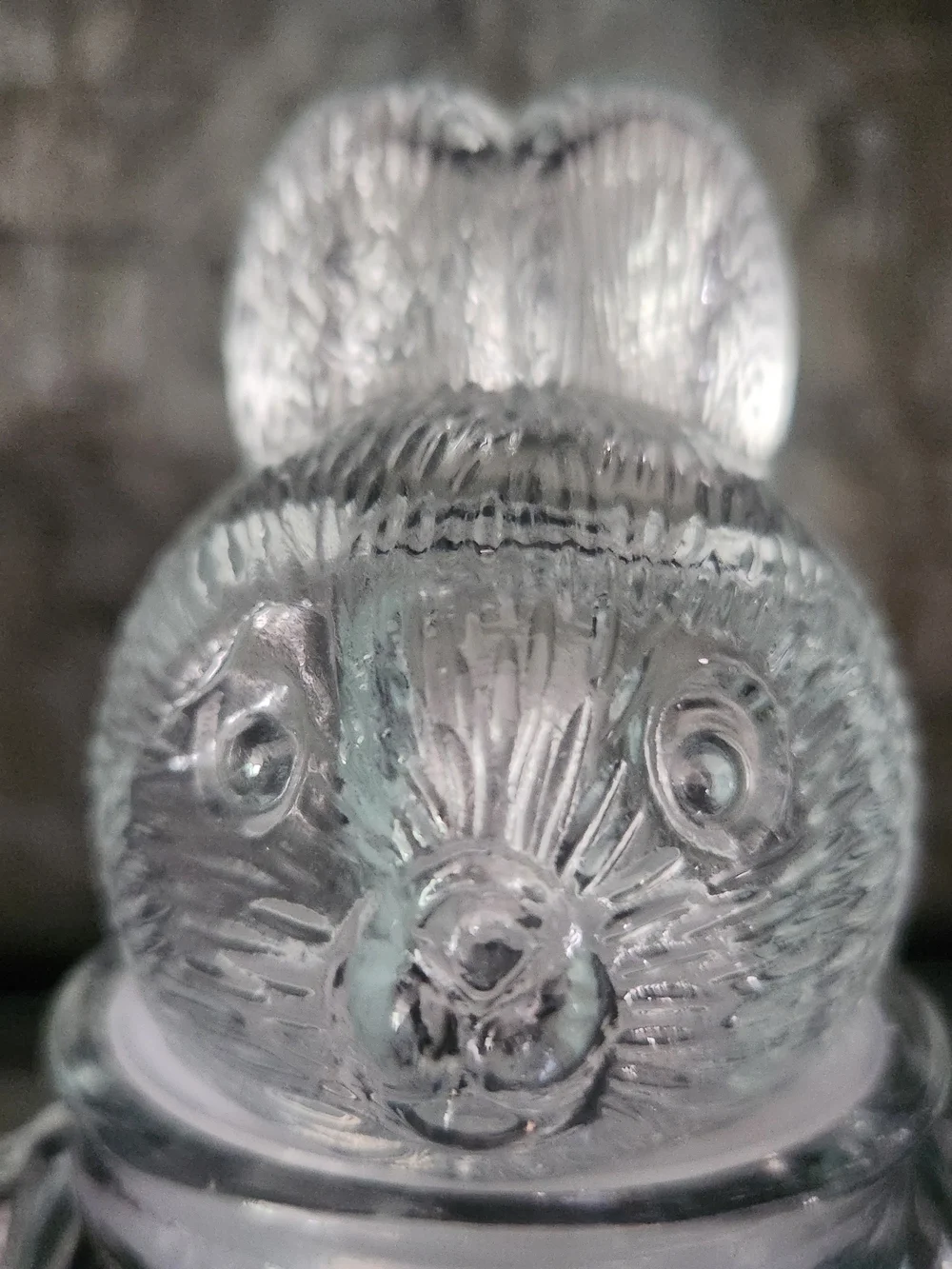 Vintage Clear Pressed Glass Chubby Bunny Rabbit Two Piece Candy Jar